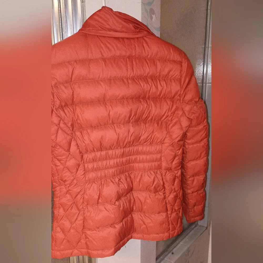Michael Kors Women's Orange Quilted Puffer Jacket Small